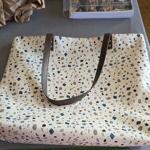 Thirty-One Speckled Tote with Brown Straps